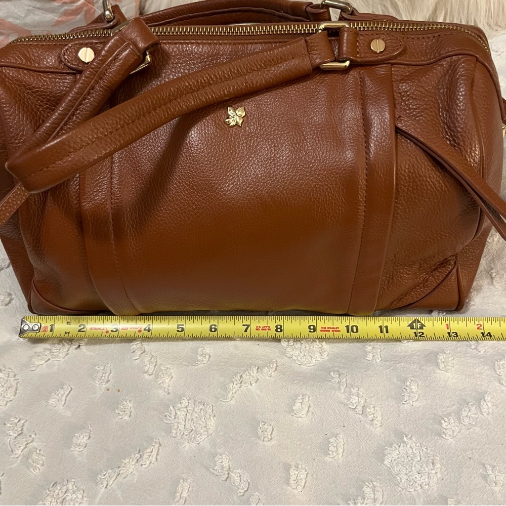 Ora Delphine Women’s Liza Satchel Soft Pebbled Leather Cognac Brown Purse Bag - Picture 7 of 14